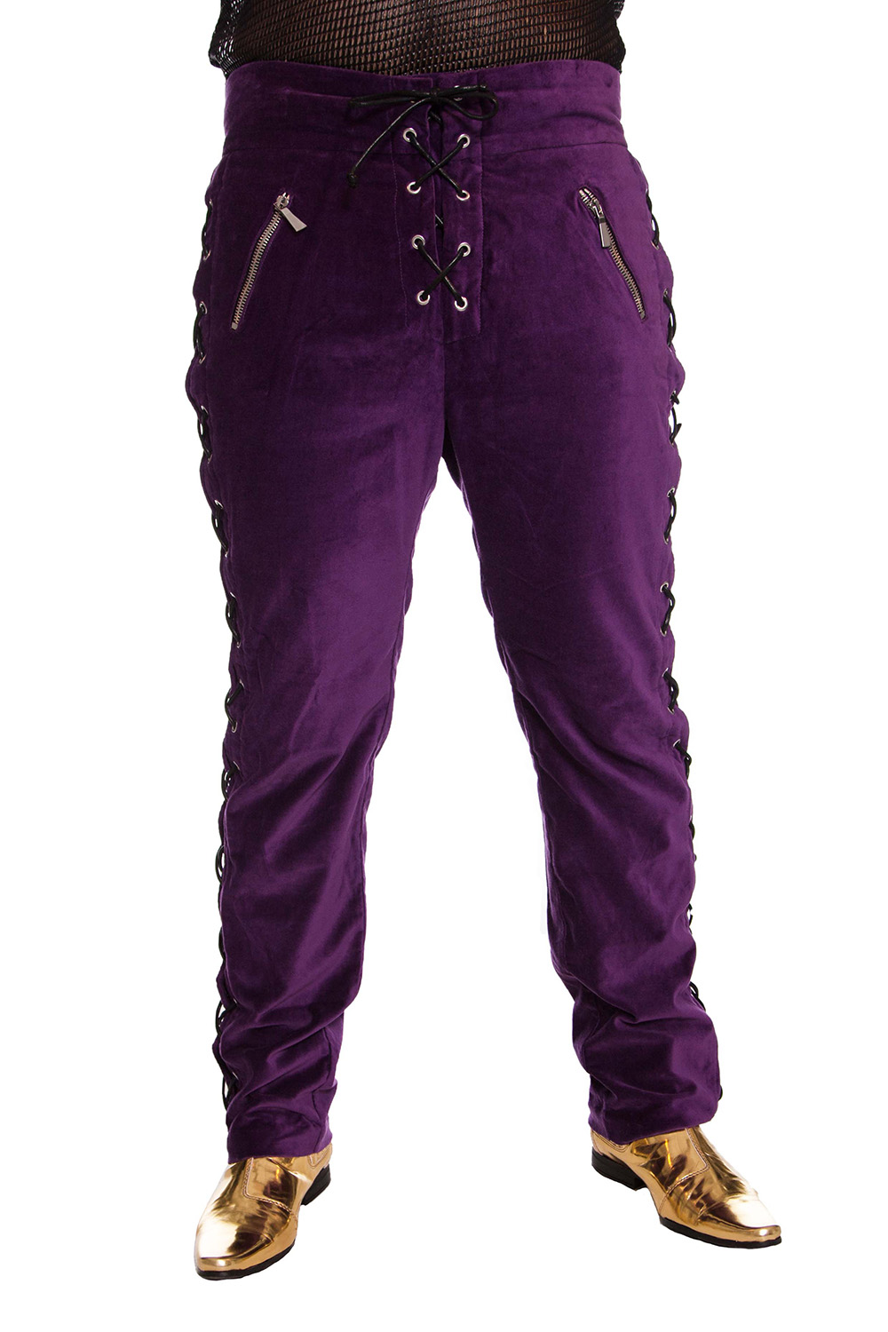 white and purple pants