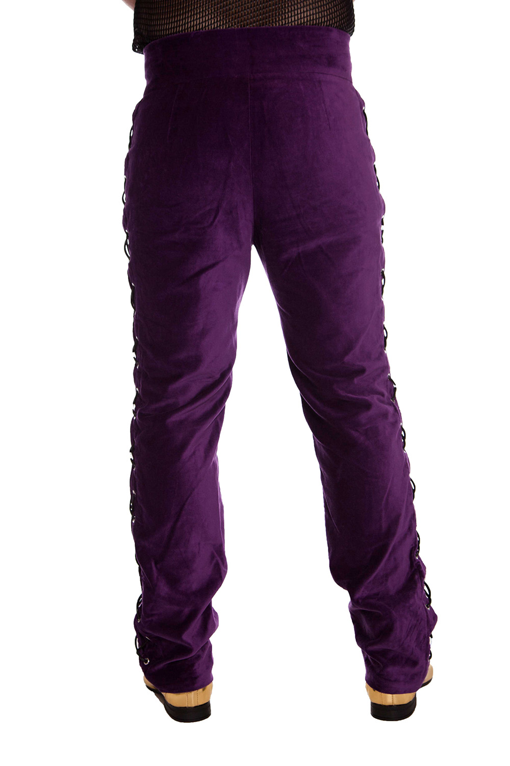 PURPLE VELVET PANTS WITH LACING DOWN THE SIDE SEAMS ⋆ House of Avida