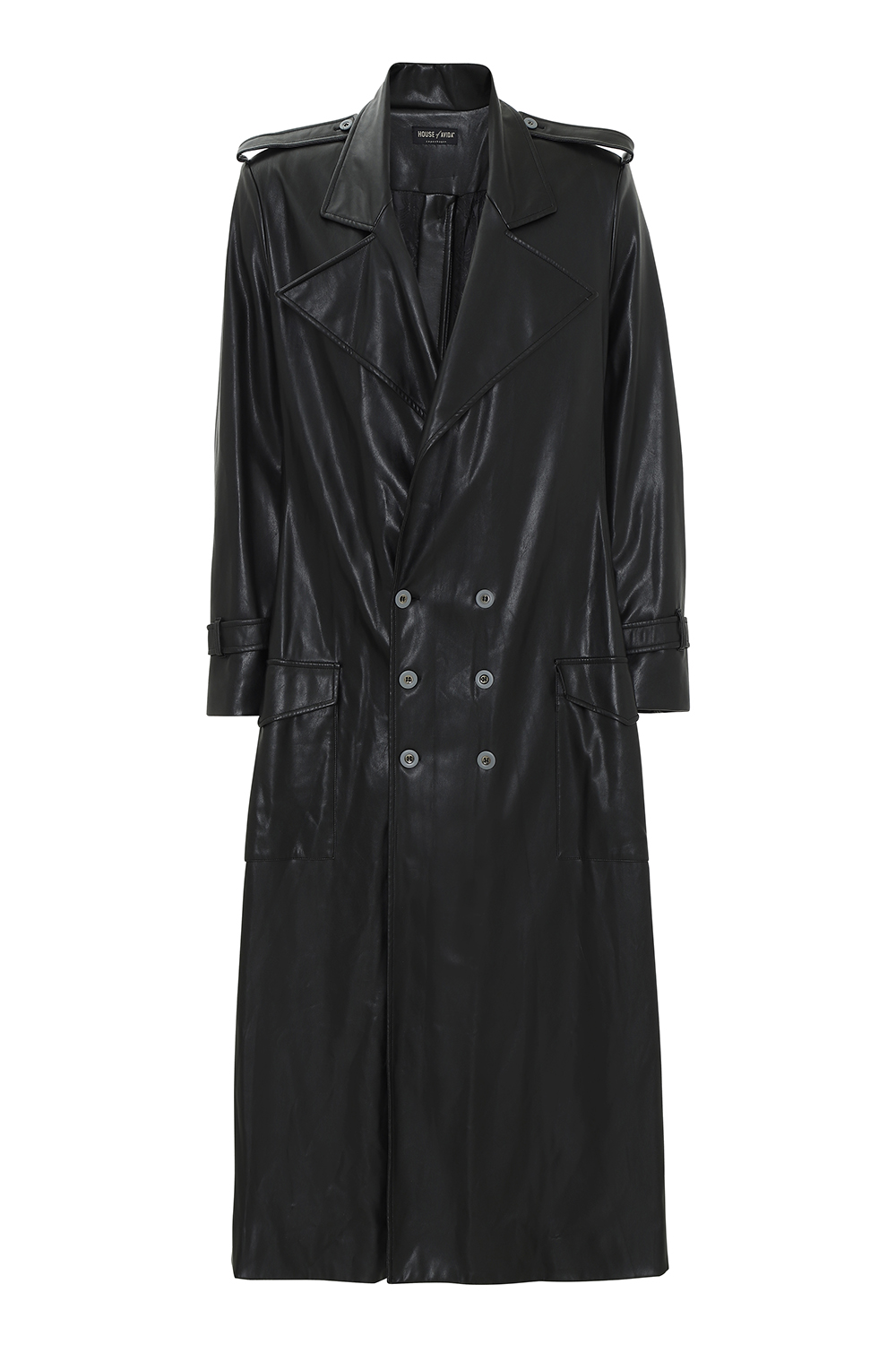 BLACK LEATHER COAT TO MEN WITH BUTTONS ALL WAY DOWN ON THE BACK ⋆ House ...