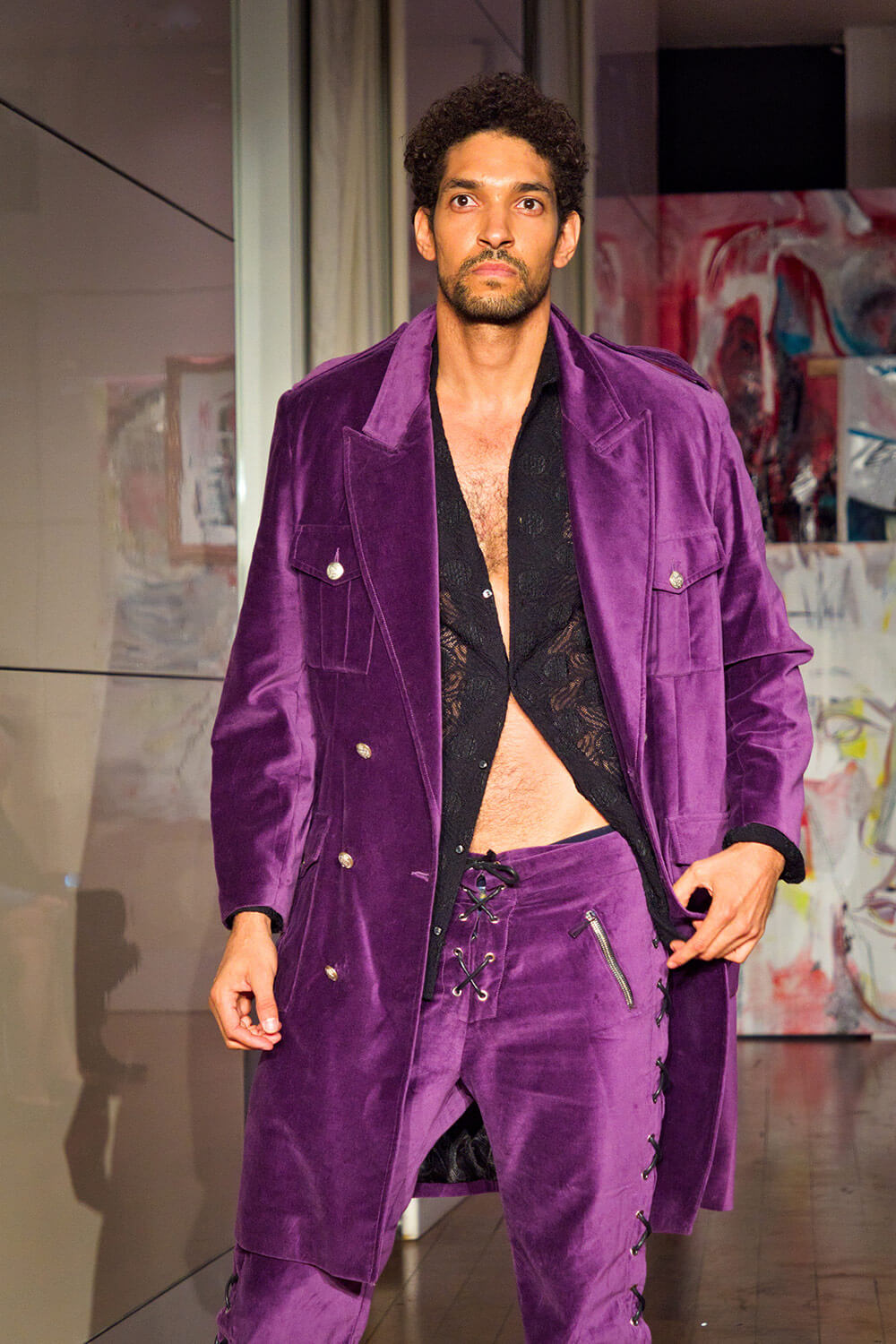 Purple velvet pants mens new arrivals